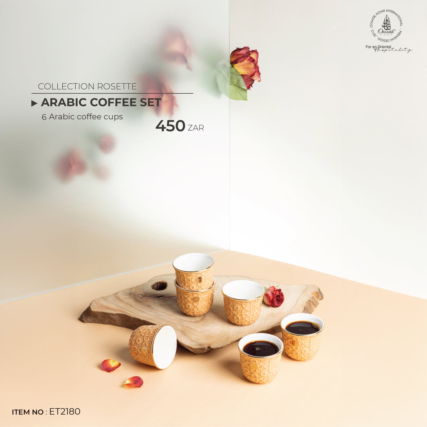 Arabic Coffee Set From Rosette - Orange