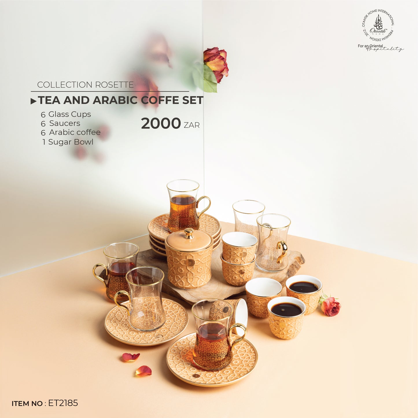 Tea And Arabic Coffee Set From Rosette- Orange