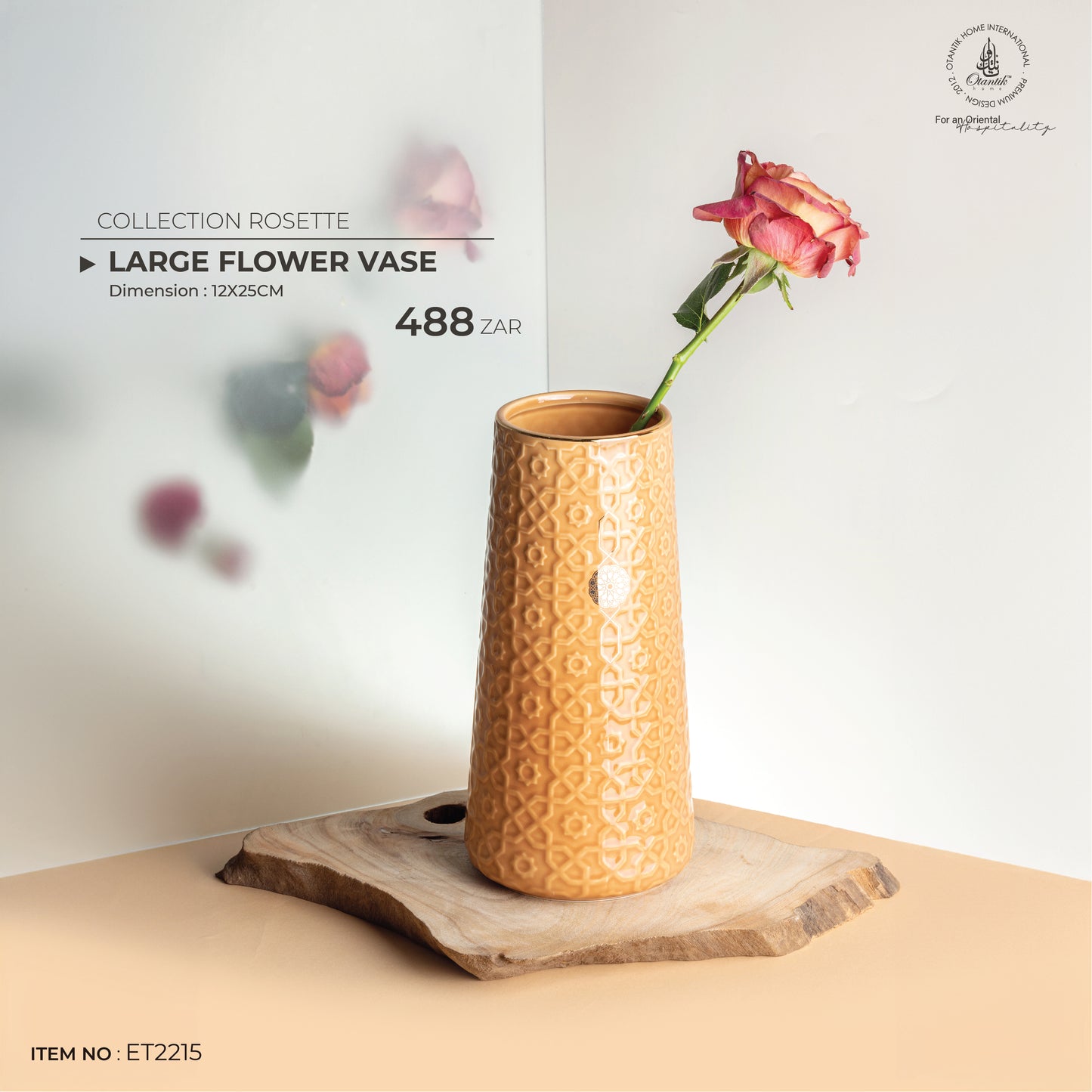 Large Flower Vase From Rosette - Orange