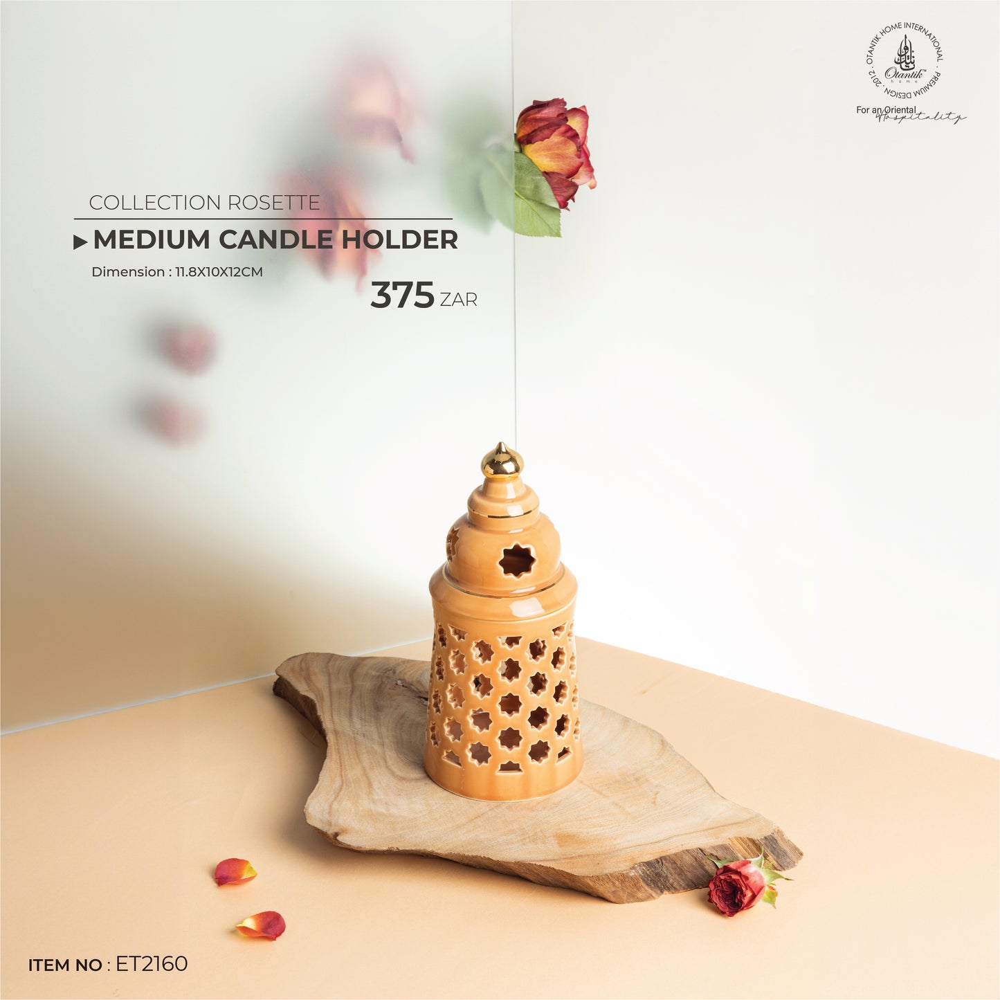 Medium electronic Candle From Rosette - Orange
