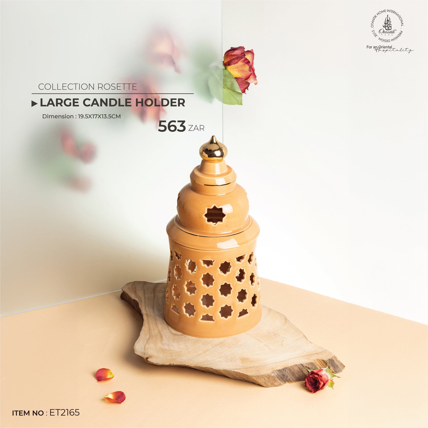Large electronic Candle From Rosette - Orange