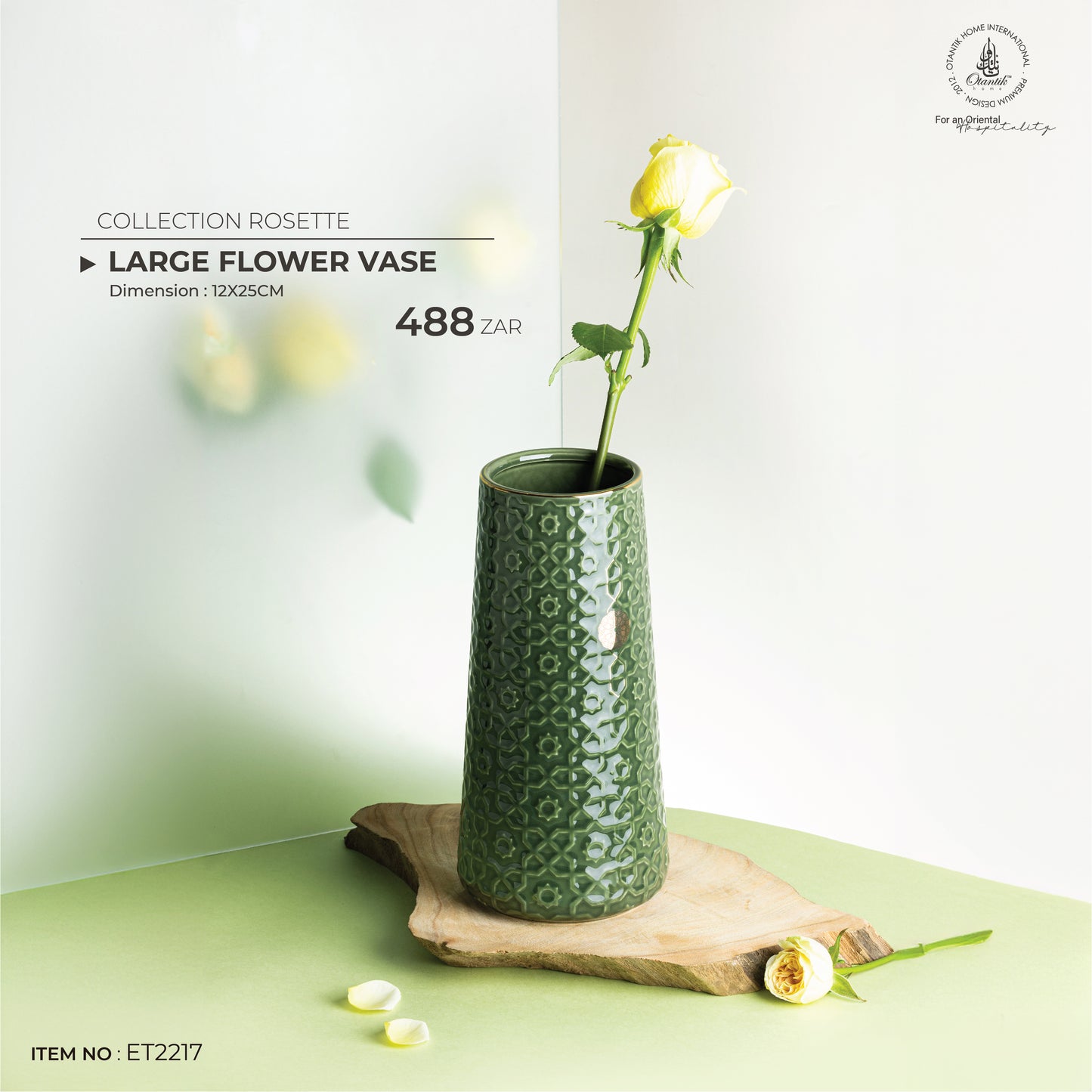 Large Flower Vase From Rosette - Green