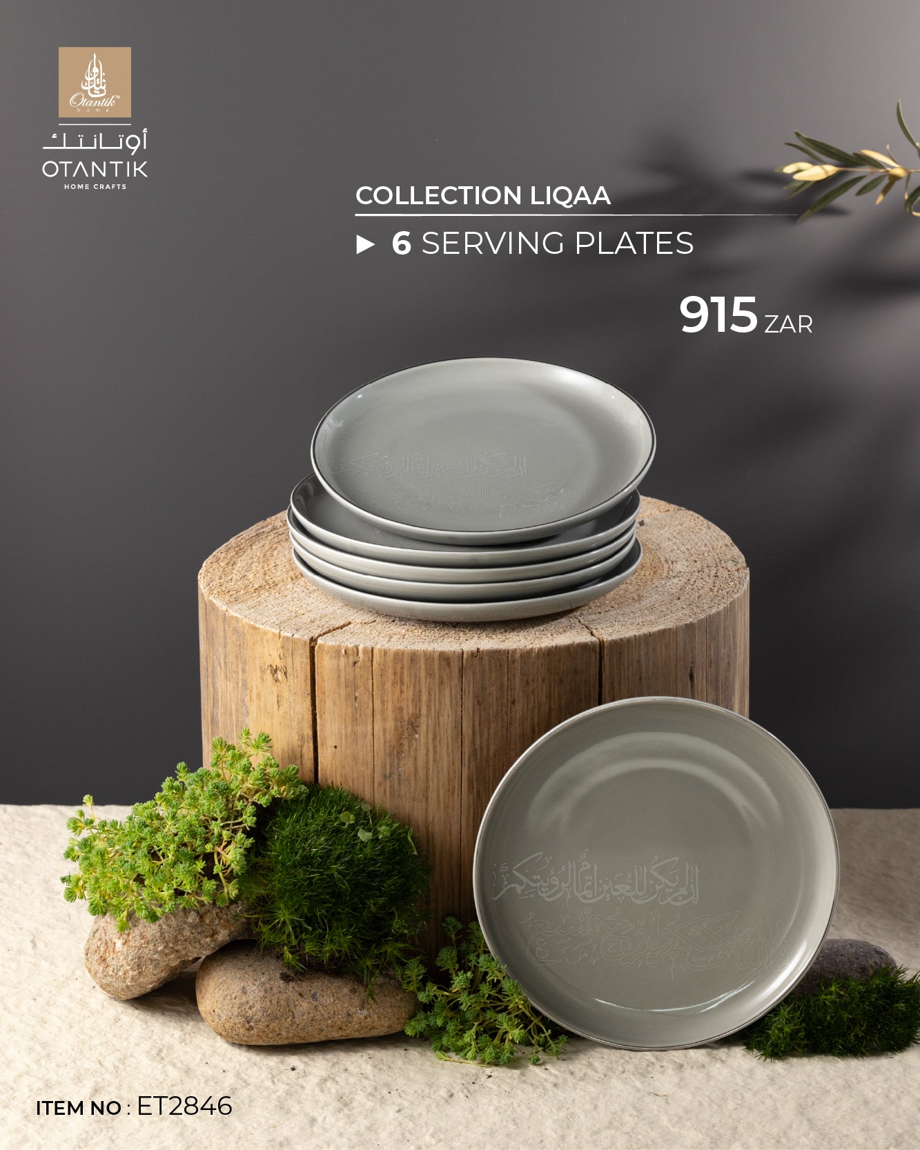 6 Serving Plates From Liqaa - Grey + Silver