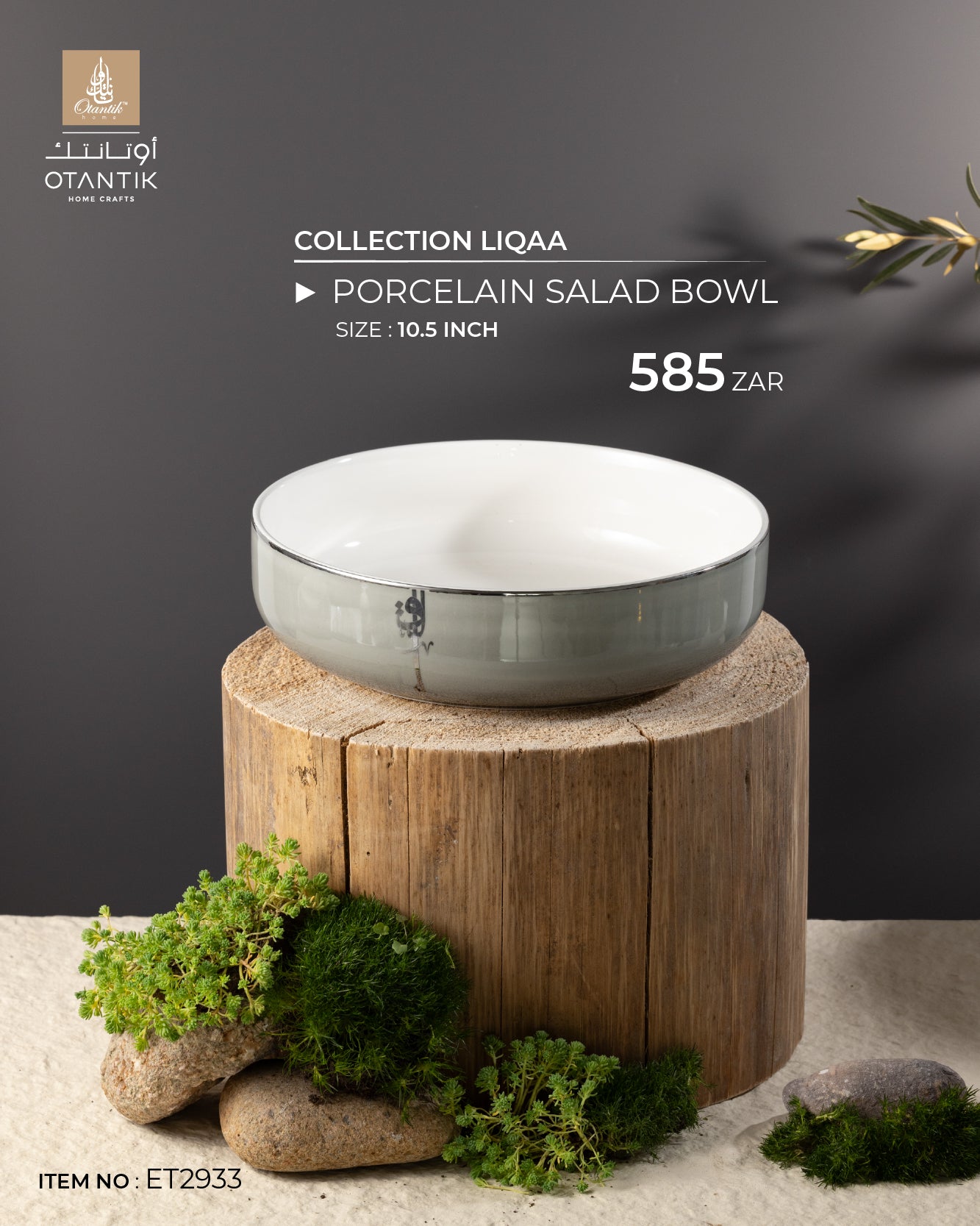 Porcelain Salad Bowl From Liqaa - Grey + Silver