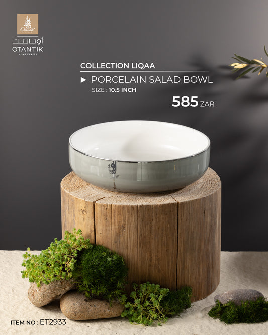 Porcelain Salad Bowl From Liqaa - Grey + Silver